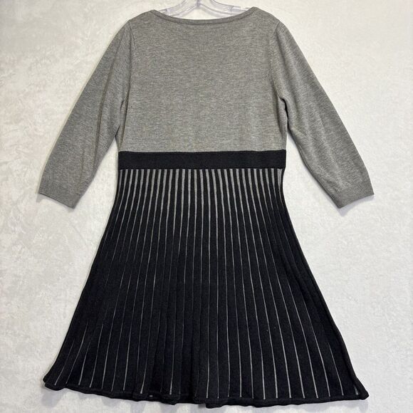 Calvin Klein Women's Ribbed Fit & Flare Sweater Dress Large Gray Classic Career - Picture 7 of 15